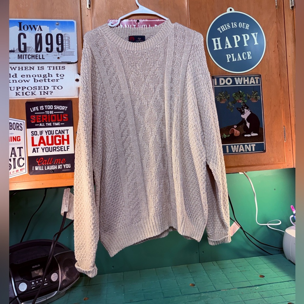Men's Beige Crewneck Sweater